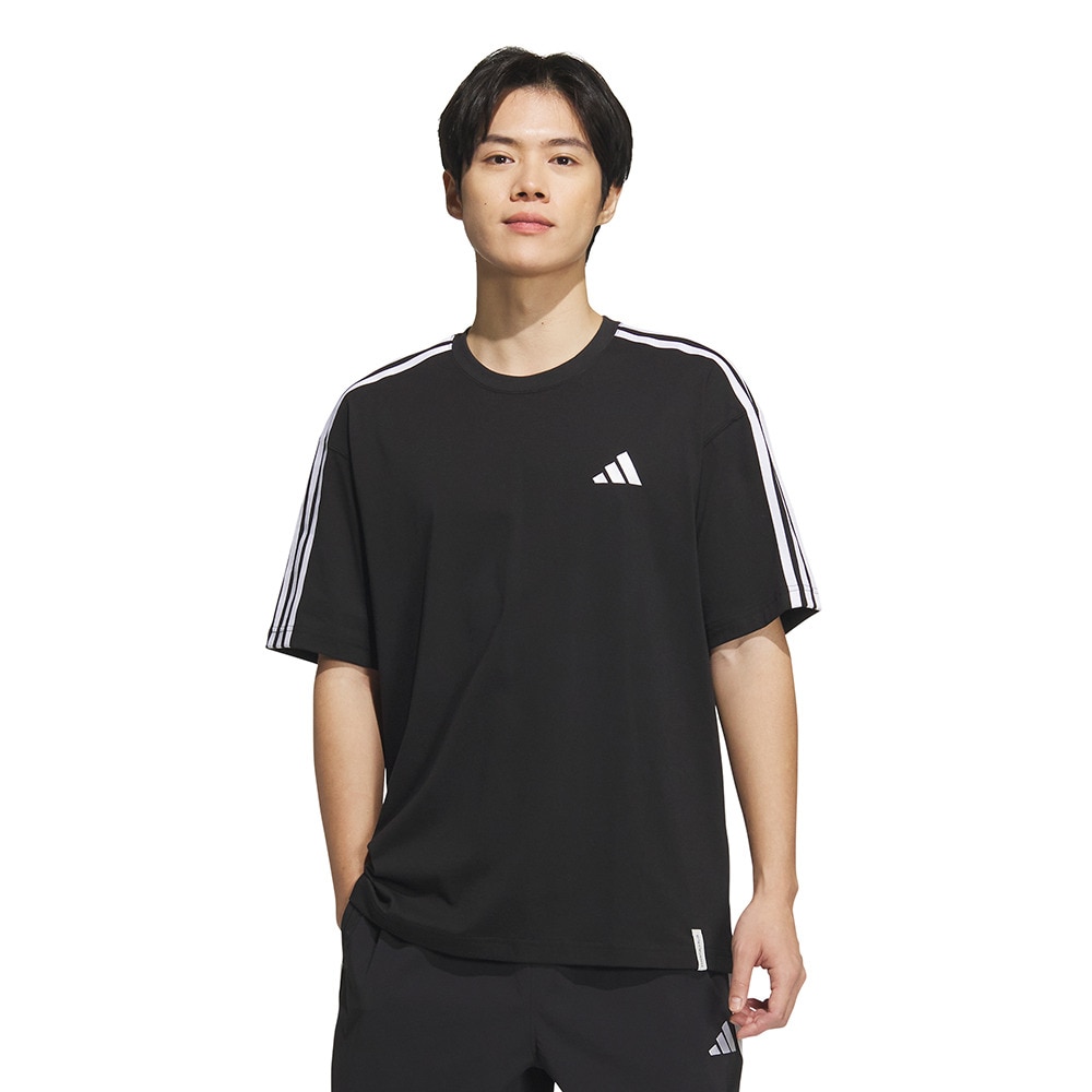 アディダス（adidas）（メンズ）エッセンシャルズ プラス ルーズフィット スリーストライプス 半袖Tシャツ JUP90-JW6944