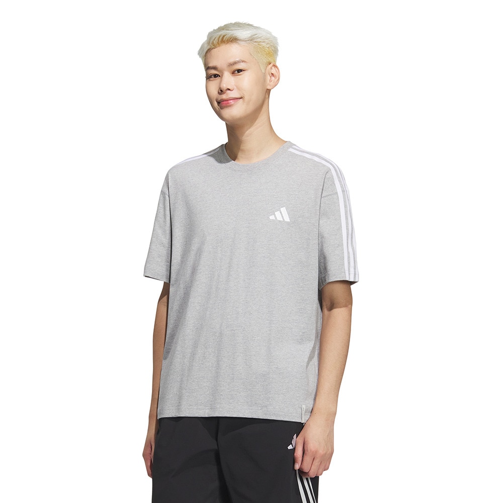 アディダス（adidas）（メンズ）エッセンシャルズ プラス ルーズフィット スリーストライプス 半袖Tシャツ JUP90-JW6946