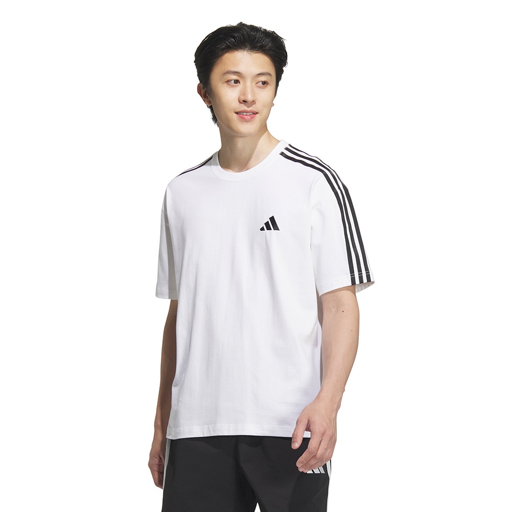 アディダス（adidas）（メンズ）エッセンシャルズ プラス ルーズフィット スリーストライプス 半袖Tシャツ JUP90-JW6947