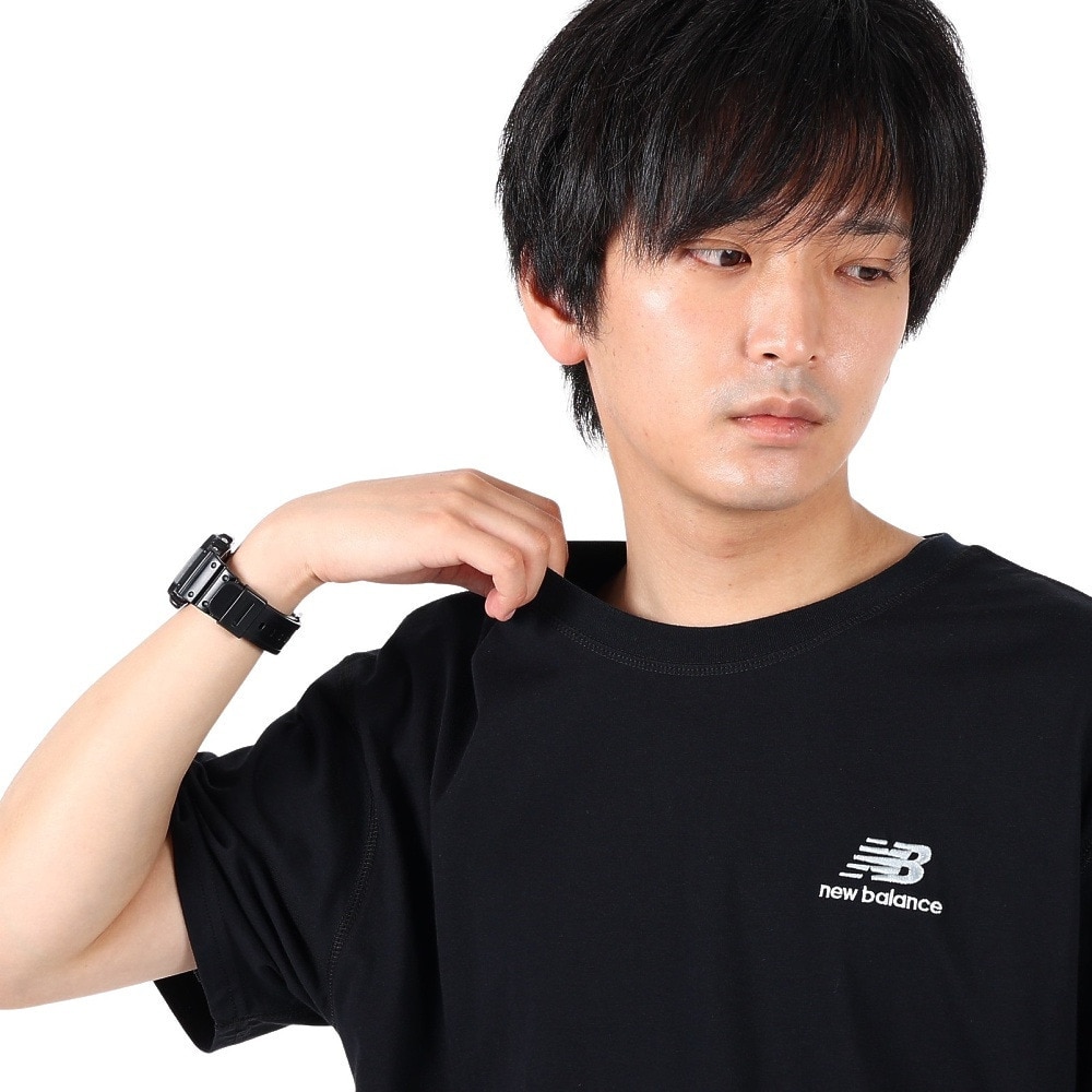 ニューバランス（new balance）（メンズ、レディース）tシャツ 半袖 ワンポイント ブラック 黒  Essentials uni-ssentials UT21503BK