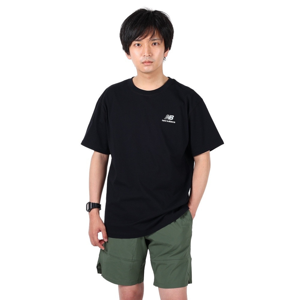ニューバランス（new balance）（メンズ、レディース）tシャツ 半袖 ワンポイント ブラック 黒  Essentials uni-ssentials UT21503BK