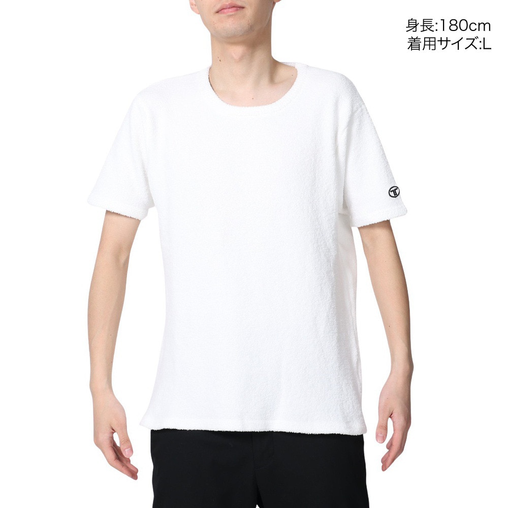 テリック（TELIC）（メンズ）半袖Tシャツ メンズ シャギーニットTシャツ 23SSTE-003 WHT