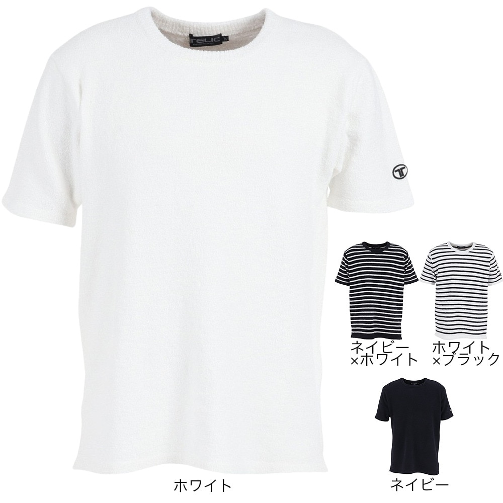 テリック（TELIC）（メンズ）半袖Tシャツ メンズ シャギーニットTシャツ 23SSTE-003 NV