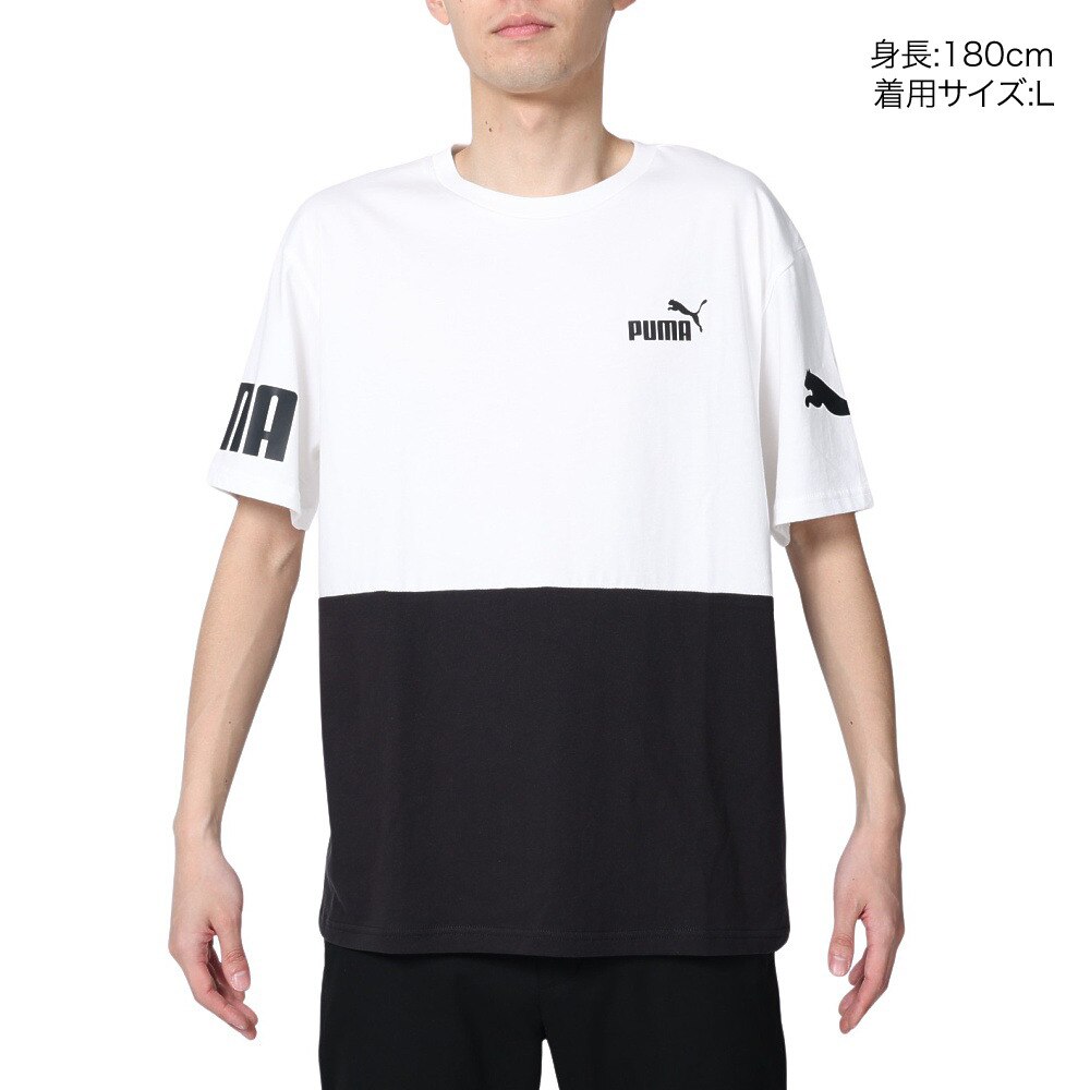 プーマ（PUMA）（メンズ）半袖Tシャツ メンズ POWER カラーブロック 674926 02 WHT