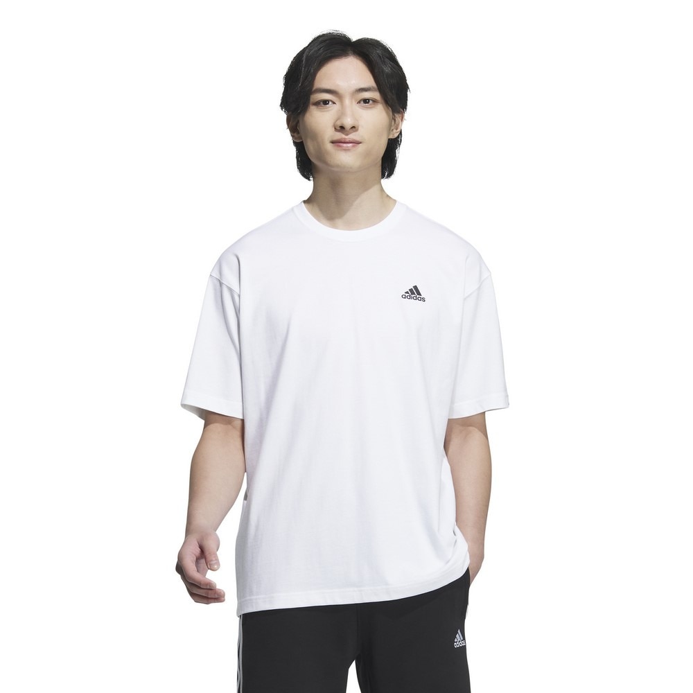 アディダス（adidas）（メンズ）エッセンシャルズ プラス ルーズフィット スモールロゴ 半袖Tシャツ KWE94-JF3962