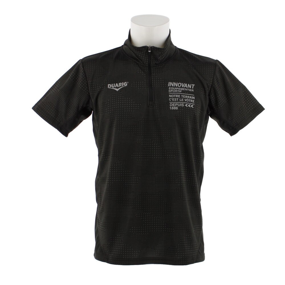  ドライプラス UV総柄ハーフジップ半袖Tシャツ 863D8CD5623 BLK