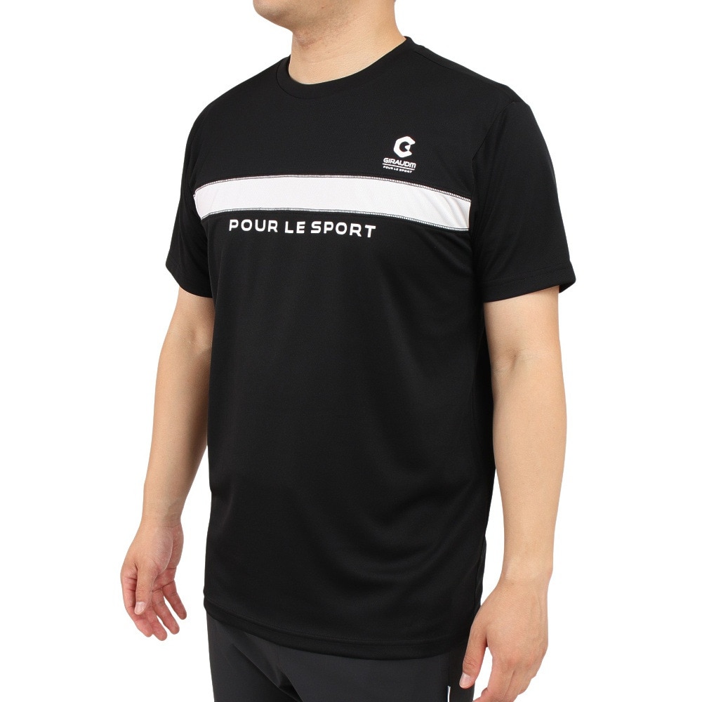 ジローム（GIRAUDM）（メンズ）ドライ 吸汗速乾 UVカット 半袖メッシュTシャツ 863GM1CD6672 BLK★★★
