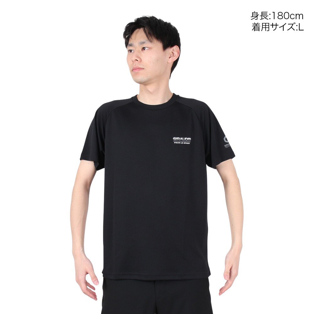 ジローム（GIRAUDM）（メンズ）ドライ 吸汗速乾 UVカット 半袖メッシュTシャツ 863GM1CD6673 BLK★★★
