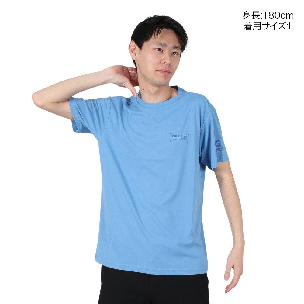 ジローム（GIRAUDM）（メンズ）ドライ 吸汗速乾 接触冷感 UVカット ハイブリッド半袖Tシャツ 863GM1EG6708 BLU