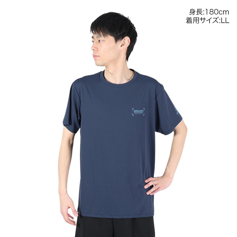 ジローム（GIRAUDM）（メンズ）ドライ 吸汗速乾 接触冷感 UVカット ハイブリッド半袖Tシャツ 863GM1EG6708 NVY