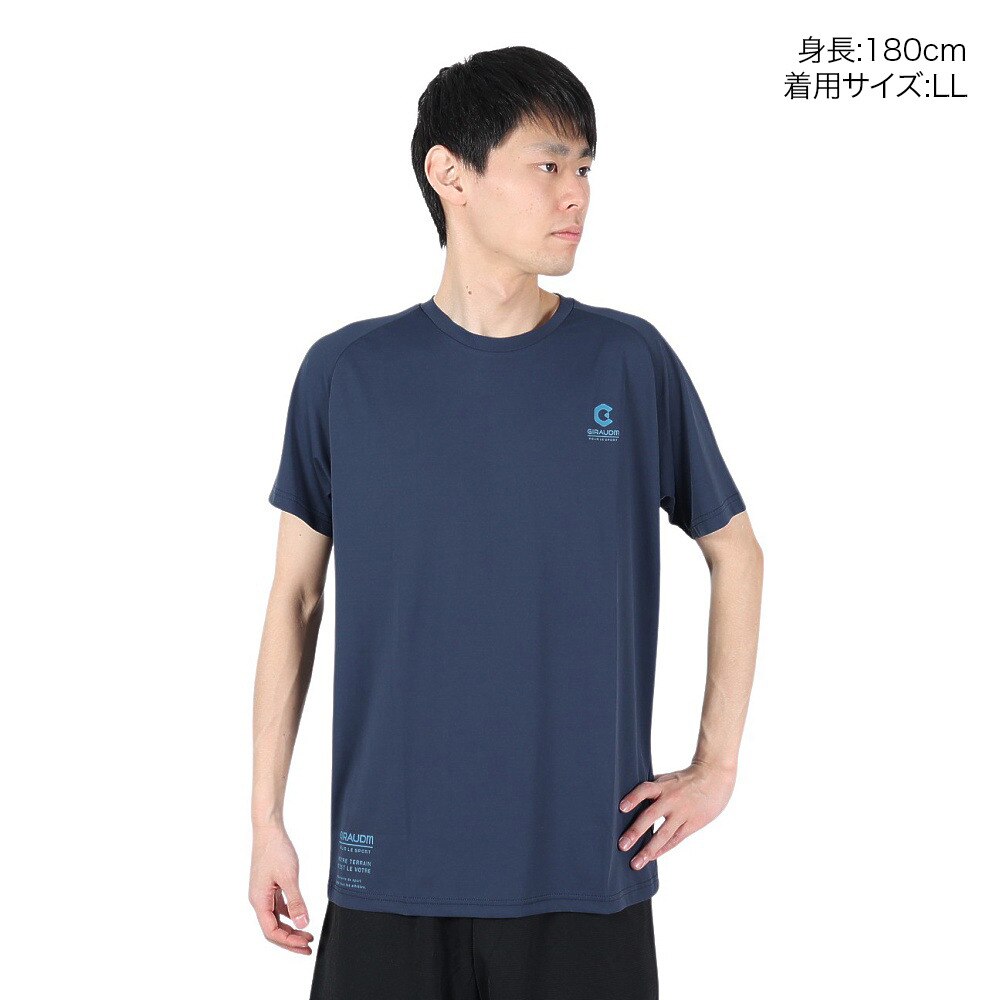 ジローム（GIRAUDM）（メンズ）ドライ 吸汗速乾 接触冷感 UVカット ハイブリッド半袖Tシャツ 863GM1EG6709 NVY