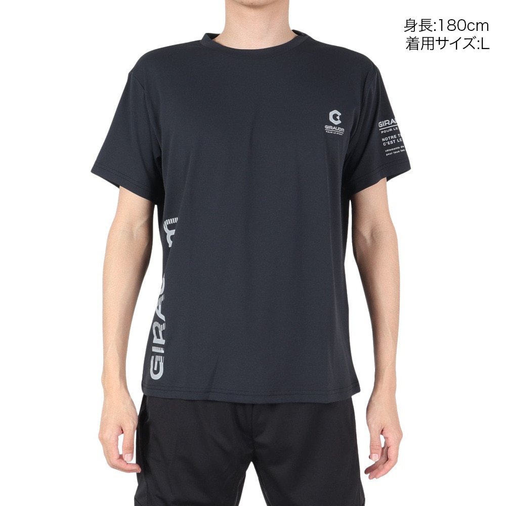 ジローム（GIRAUDM）（メンズ）ドライ 吸汗速乾 接触冷感 UVカット ハイブリッド半袖Tシャツ 863GM1EG6710 BLK