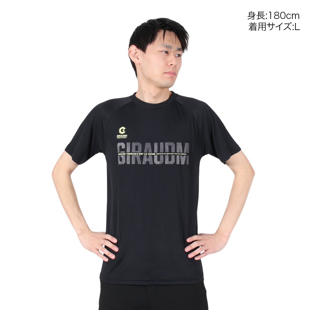 ジローム（GIRAUDM）（メンズ）洗っても機能が続く UV 吸汗速乾冷感 ドライプラスクール 半袖Tシャツ 863GM1ES6703 BLK 冷感 接触冷感 クール