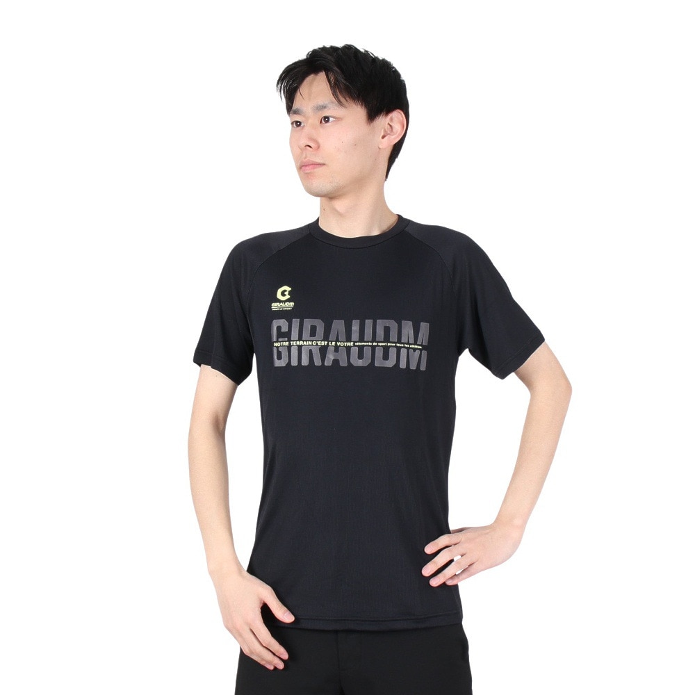 ジローム（GIRAUDM）（メンズ）洗っても機能が続く UV 吸汗速乾冷感 ドライプラスクール 半袖Tシャツ 863GM1ES6703 BLK 冷感 接触冷感 クール