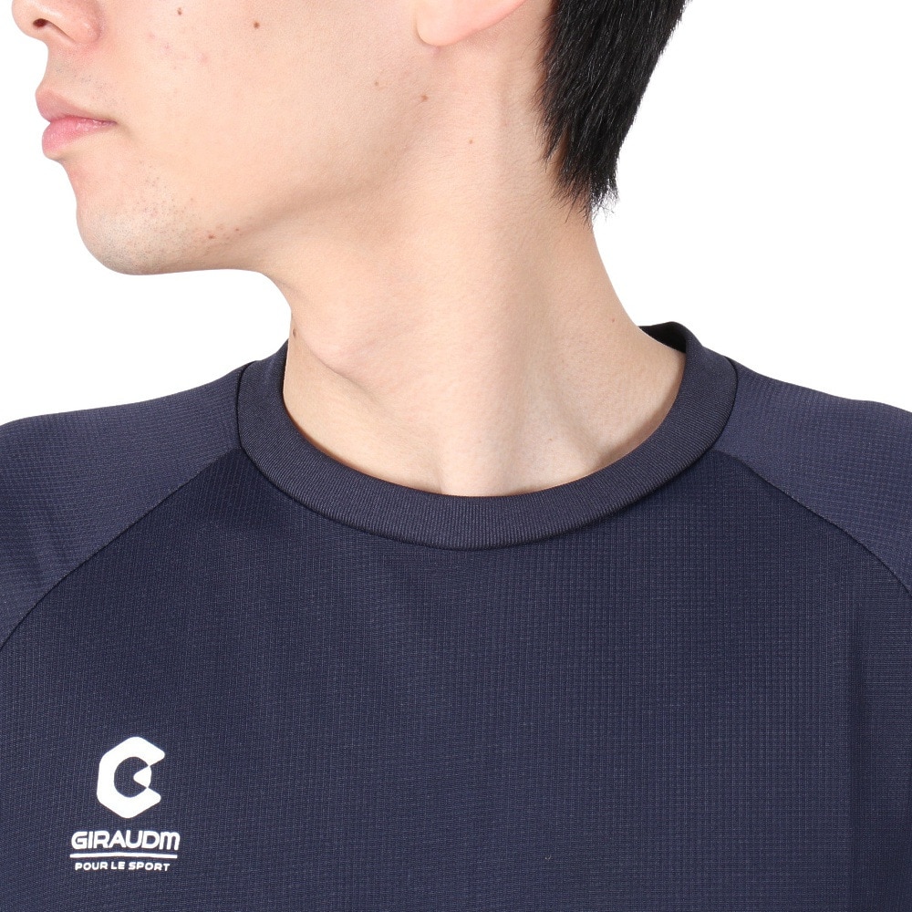 ジローム（GIRAUDM）（メンズ）洗っても機能が続く UV 吸汗速乾冷感 ドライプラスクール 半袖Tシャツ 863GM1ES6703 NVY 冷感 接触冷感 クール★★★