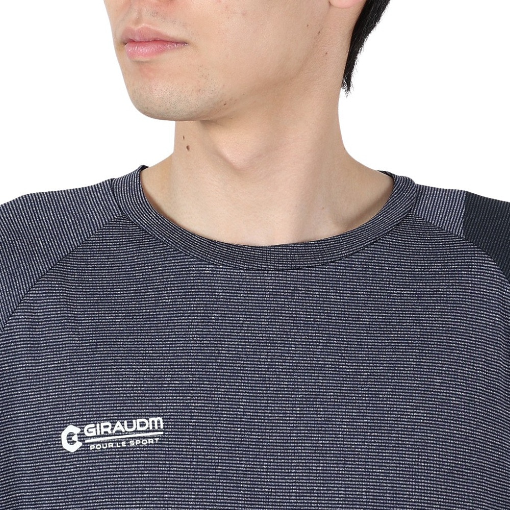 ジローム（GIRAUDM）（メンズ）洗っても機能が続く UV 吸汗速乾 接触冷感 ドライプラスクール 半袖Tシャツ 863GM1ES6704 NVY 冷感 接触冷感 クール