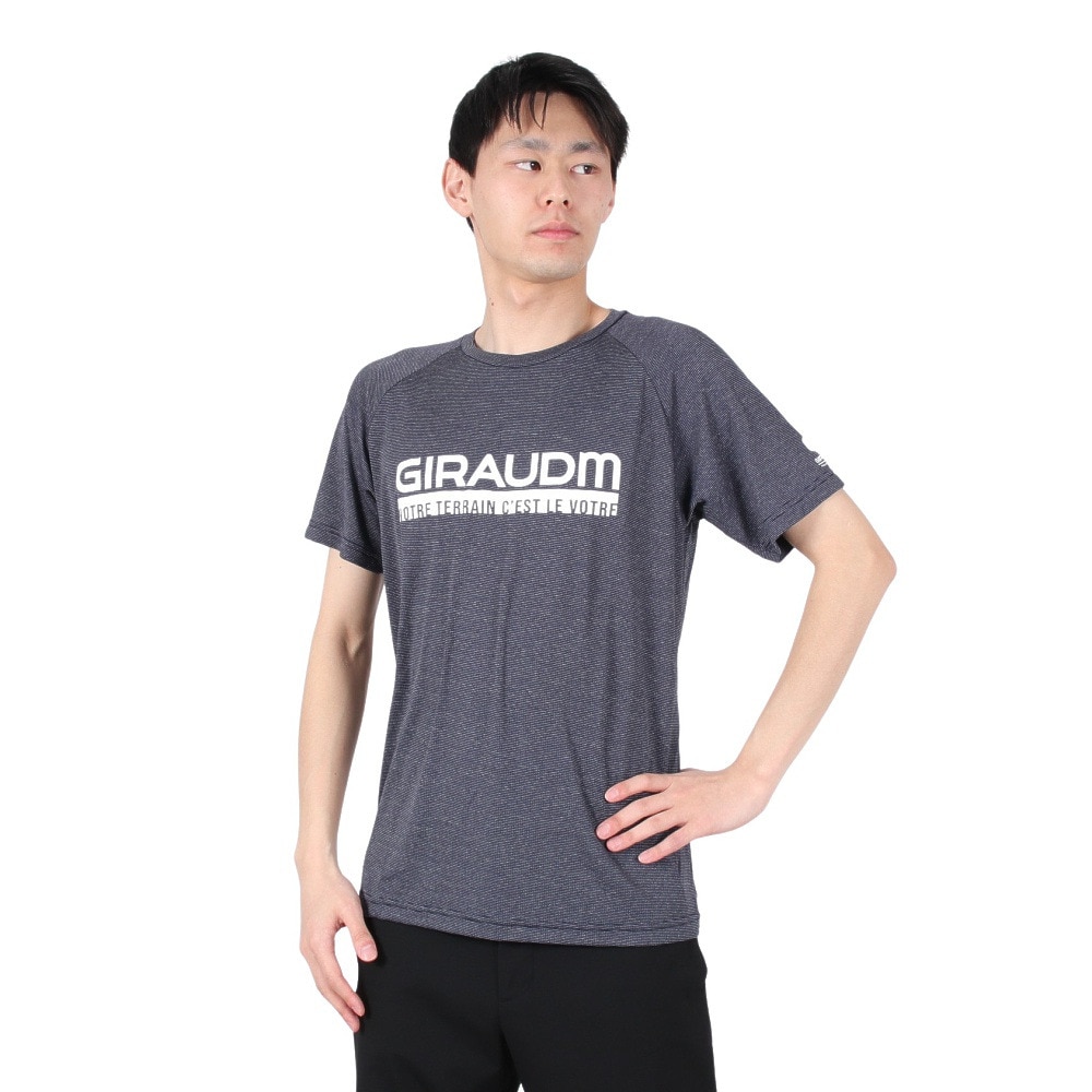 ジローム（GIRAUDM）（メンズ）洗っても機能が続く UV 吸汗速乾 接触冷感 ドライプラスクール 半袖Tシャツ 863GM1ES6707 NVY 冷感 接触冷感 クール