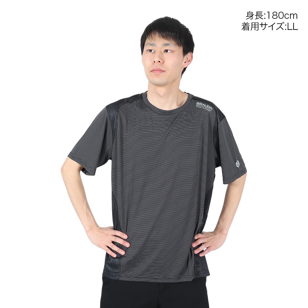 ジローム（GIRAUDM）（メンズ）ドライ 吸汗速乾 UVカット ジャガード半袖Tシャツ 863GM1HD6716 BLK