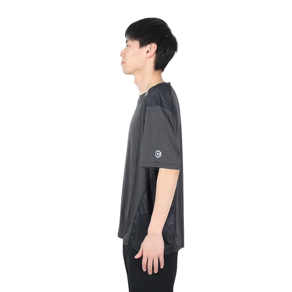 ジローム（GIRAUDM）（メンズ）ドライ 吸汗速乾 UVカット ジャガード半袖Tシャツ 863GM1HD6716 BLK★★★