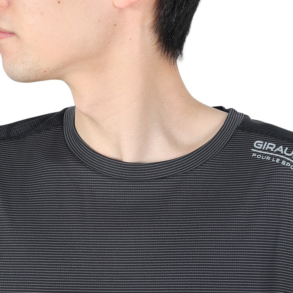 ジローム（GIRAUDM）（メンズ）ドライ 吸汗速乾 UVカット ジャガード半袖Tシャツ 863GM1HD6716 BLK★★★