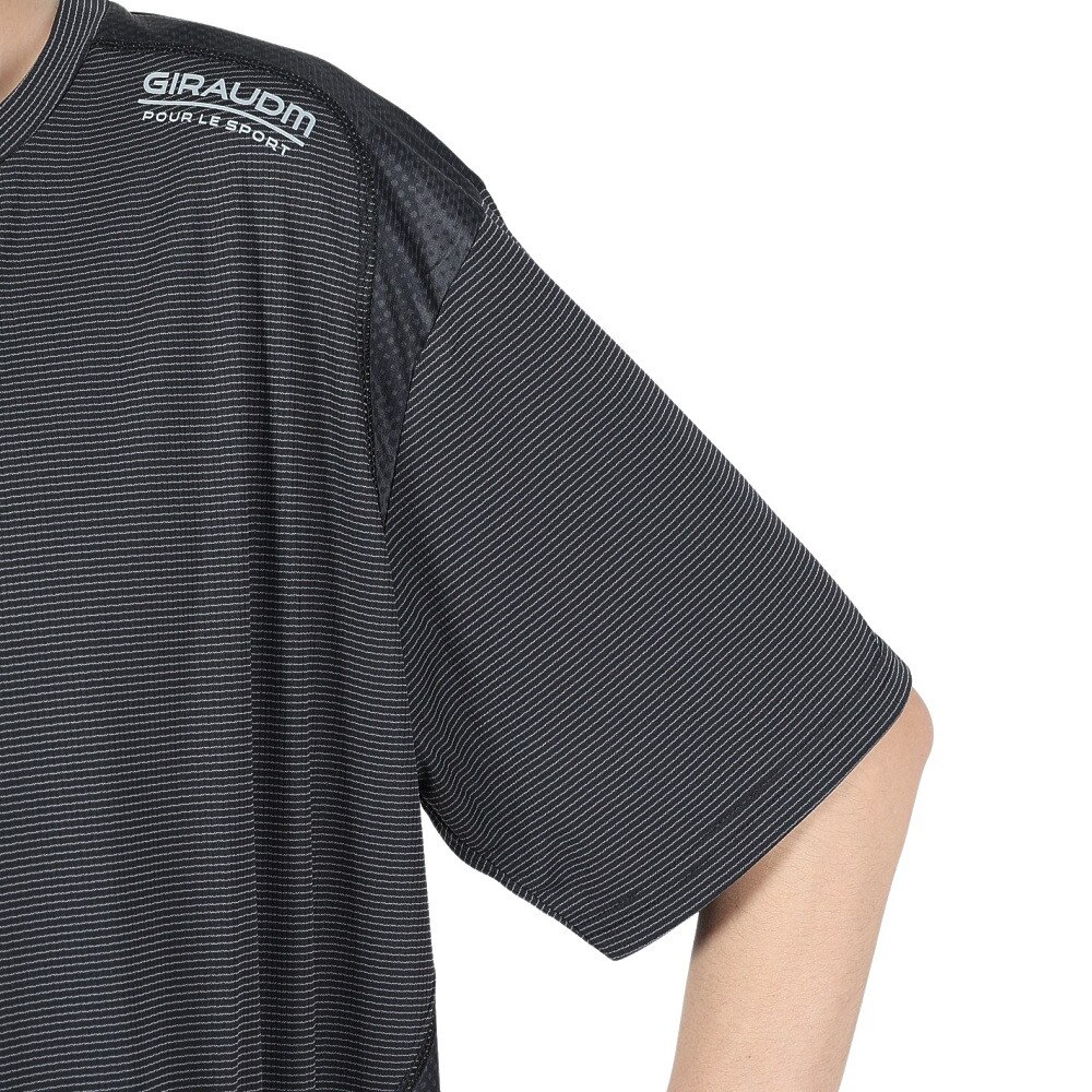 ジローム（GIRAUDM）（メンズ）ドライ 吸汗速乾 UVカット ジャガード半袖Tシャツ 863GM1HD6716 BLK★★★