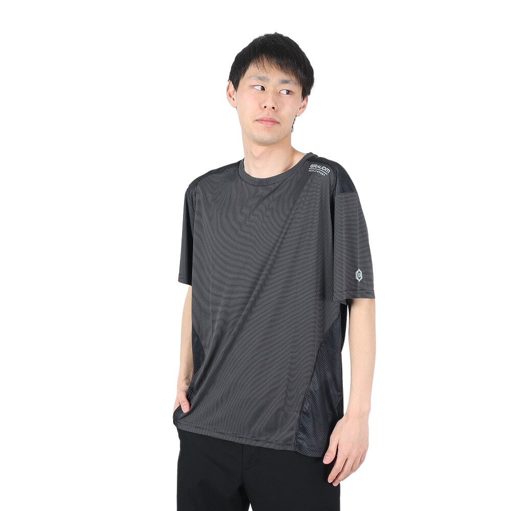  洗っても機能が続く UV 吸汗速乾 ドライプラス ジャガード半袖Tシャツ 863GM1HD6716 BLK
