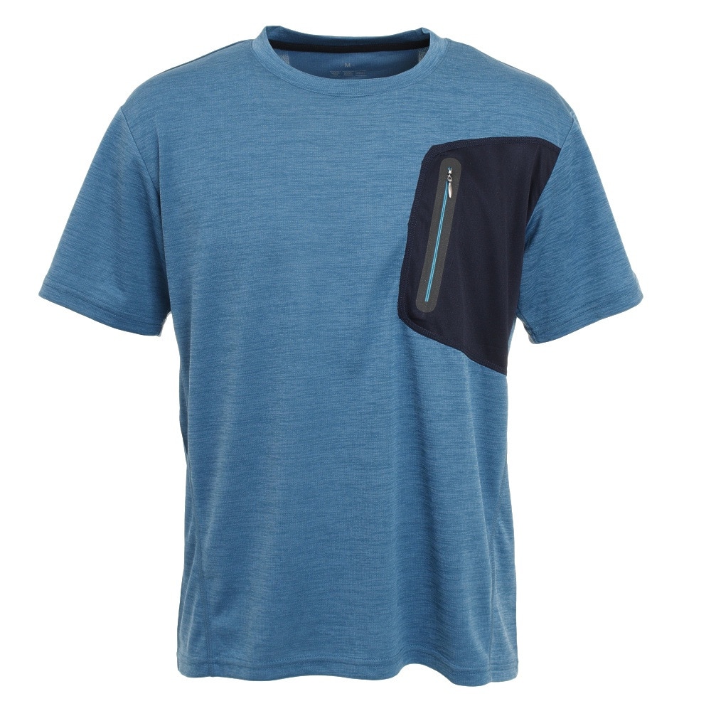  接触冷感 吸汗速乾 UV ドライプラスクール カチオン ポケット 半袖Tシャツ 863D1SD6838 BLU 冷感 接触冷感 クール