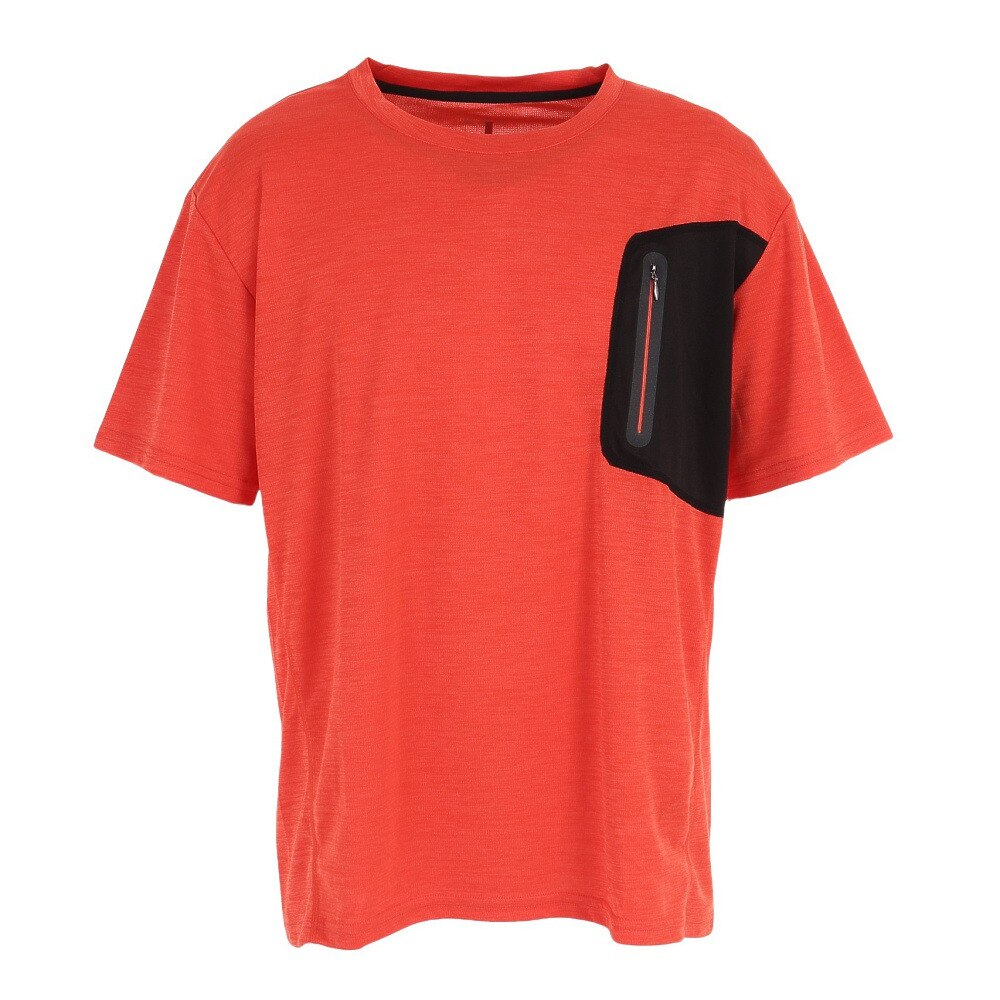  接触冷感 吸汗速乾 UV ドライプラスクール カチオン ポケット 半袖Tシャツ 863D1SD6838 ORG 冷感 接触冷感 クール