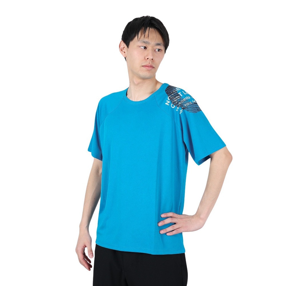 ジローム（GIRAUDM）（メンズ）半袖Tシャツ メンズ ドライ プリントメッシュTRG CT2S3350-TR863-DGCD BLU