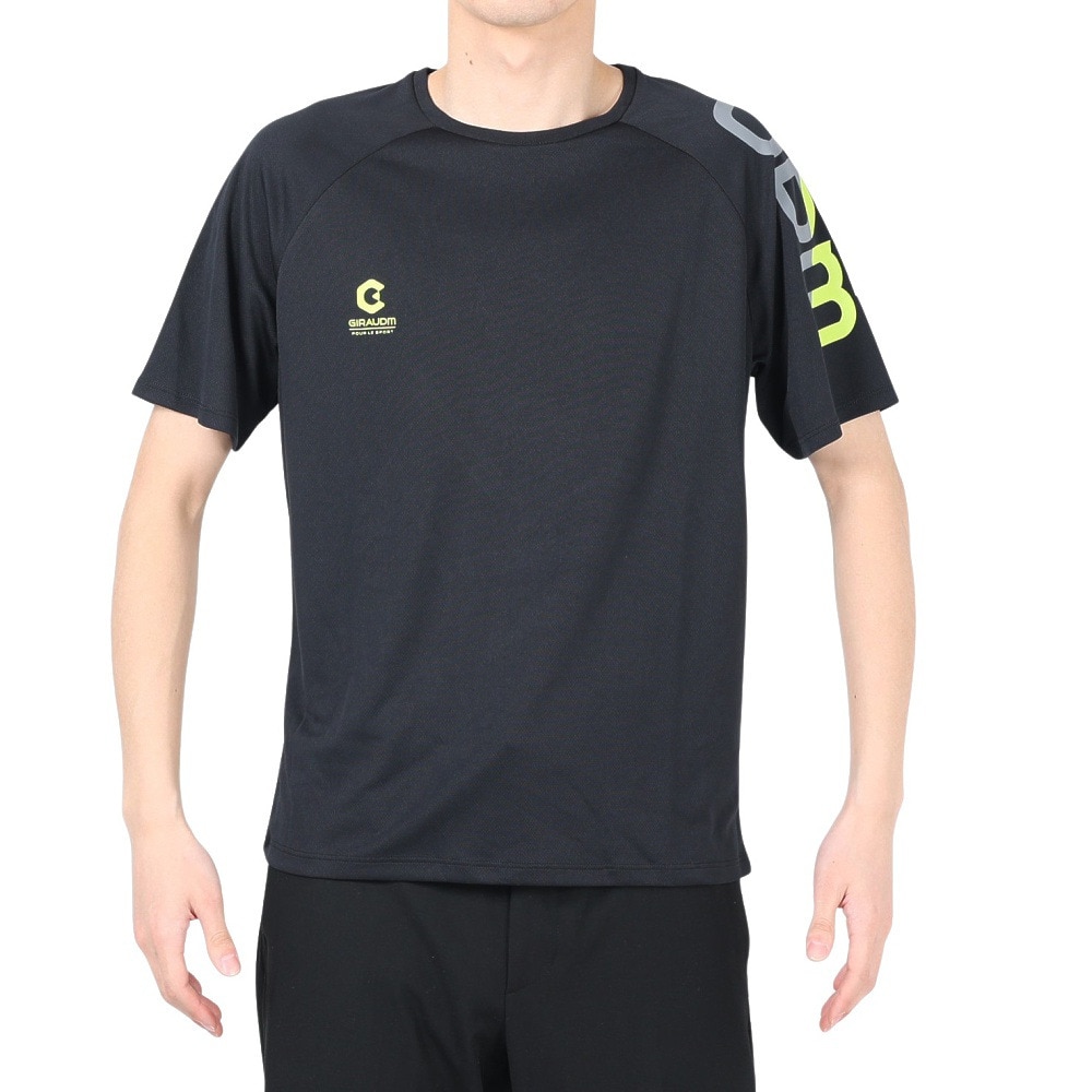 ジローム（GIRAUDM）（メンズ）半袖Tシャツ メンズ ドライ プリントメッシュTRG CT2S3351-TR863-DGCD BLK