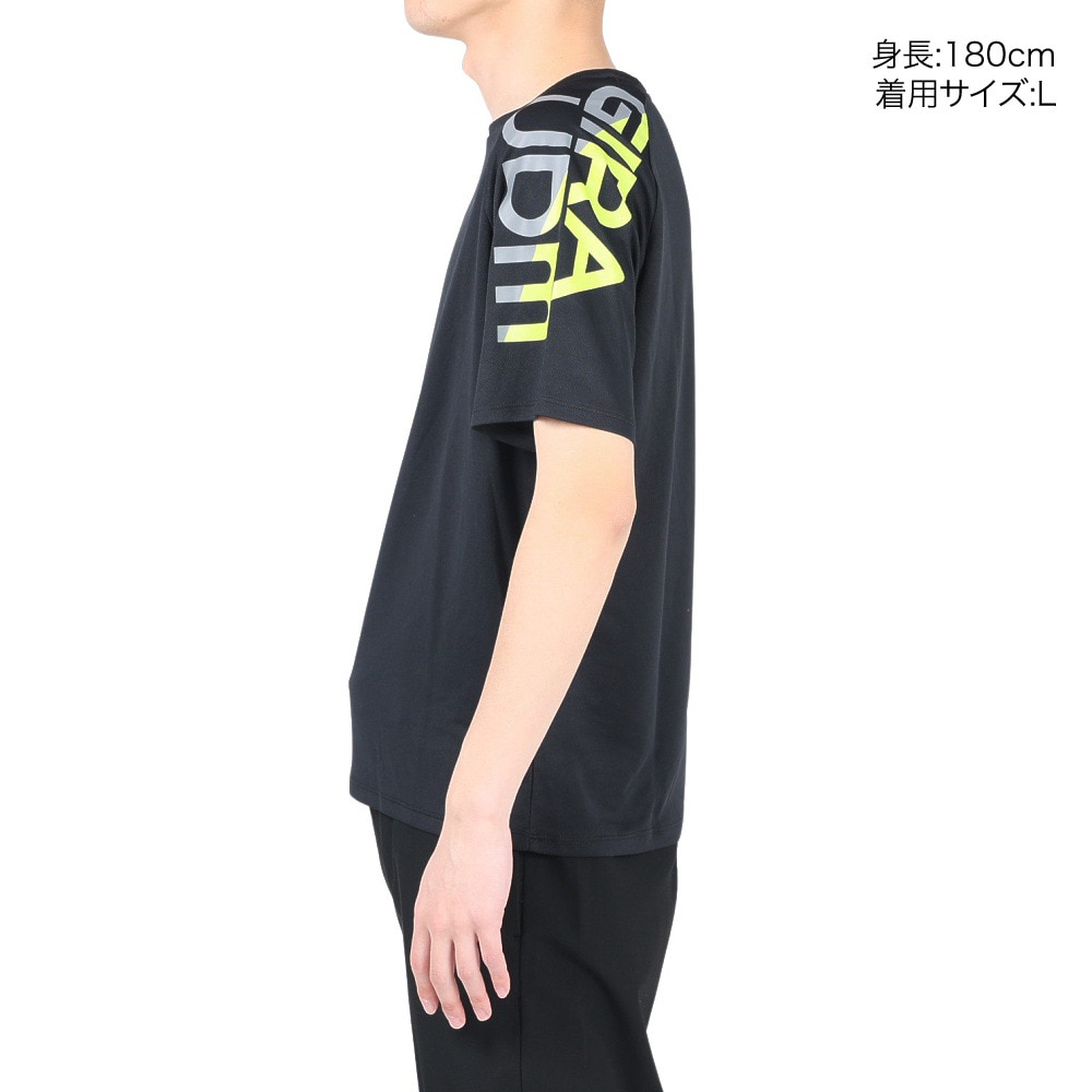 ジローム（GIRAUDM）（メンズ）半袖Tシャツ メンズ ドライ プリントメッシュTRG CT2S3351-TR863-DGCD BLK