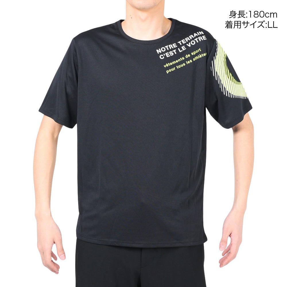 ジローム（GIRAUDM）（メンズ）半袖Tシャツ メンズ ドライ プリントメッシュTRG CT2S3352-TR863-DGCD BLK