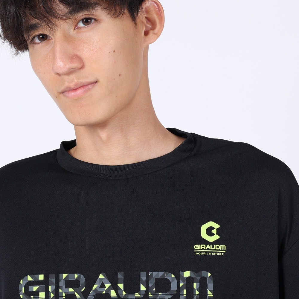 ジローム（GIRAUDM）（メンズ）半袖Tシャツ メンズ ドライ プリントメッシュTLF CT2S3354-TR863-DGCD BLK