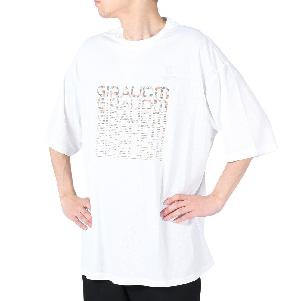 ジローム（GIRAUDM）（メンズ）半袖Tシャツ メンズ ドライ プリントメッシュTLF CT2S3354-TR863-DGCD WHT