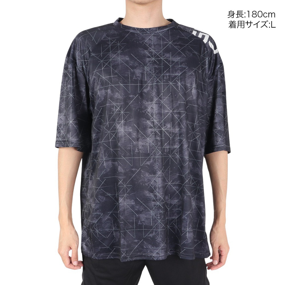 ジローム（GIRAUDM）（メンズ）半袖Tシャツ ドライ プリントメッシュTシャツ CT2S3329-TR863-DGSD BLK
