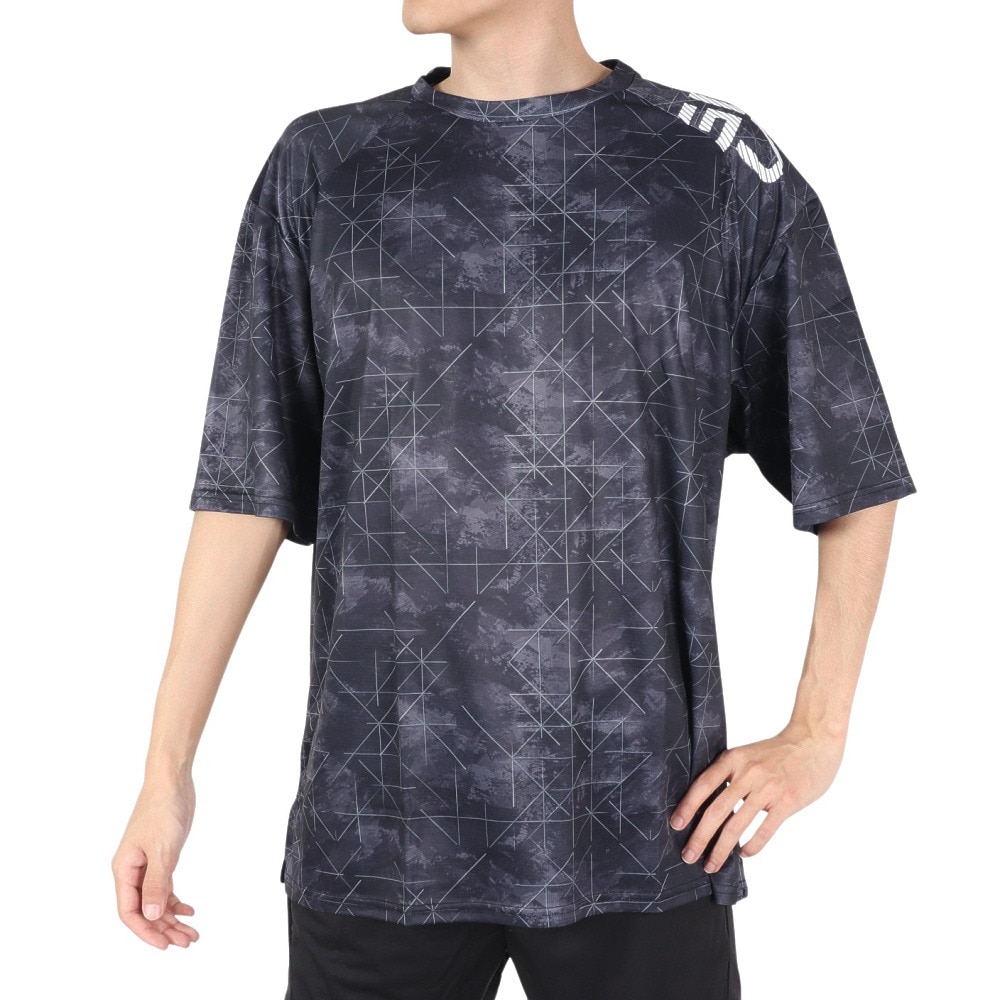 ジローム（GIRAUDM）（メンズ）半袖Tシャツ ドライ プリントメッシュTシャツ CT2S3329-TR863-DGSD BLK