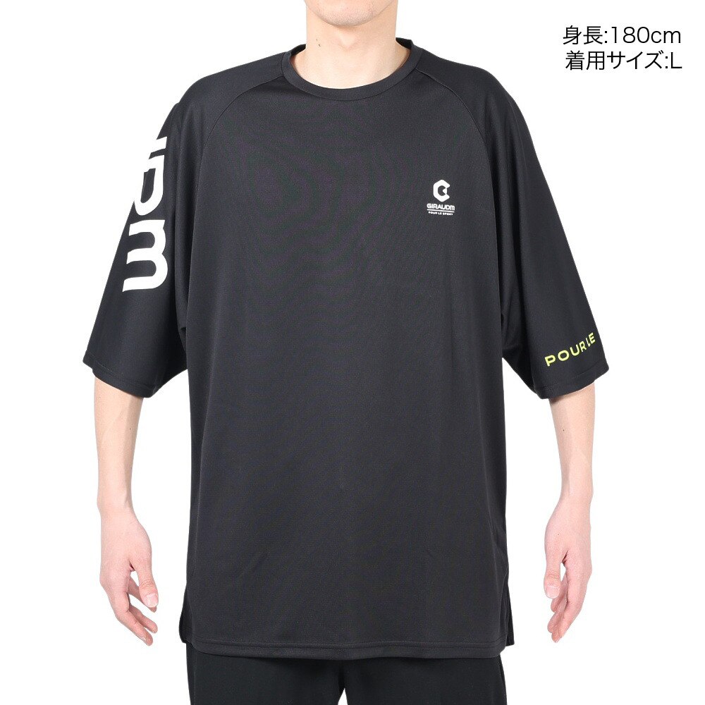 ジローム（GIRAUDM）（メンズ）半袖Tシャツ メンズ ドライ プリントメッシュTシャツ CT2S3330-TR863-DGSD BLK