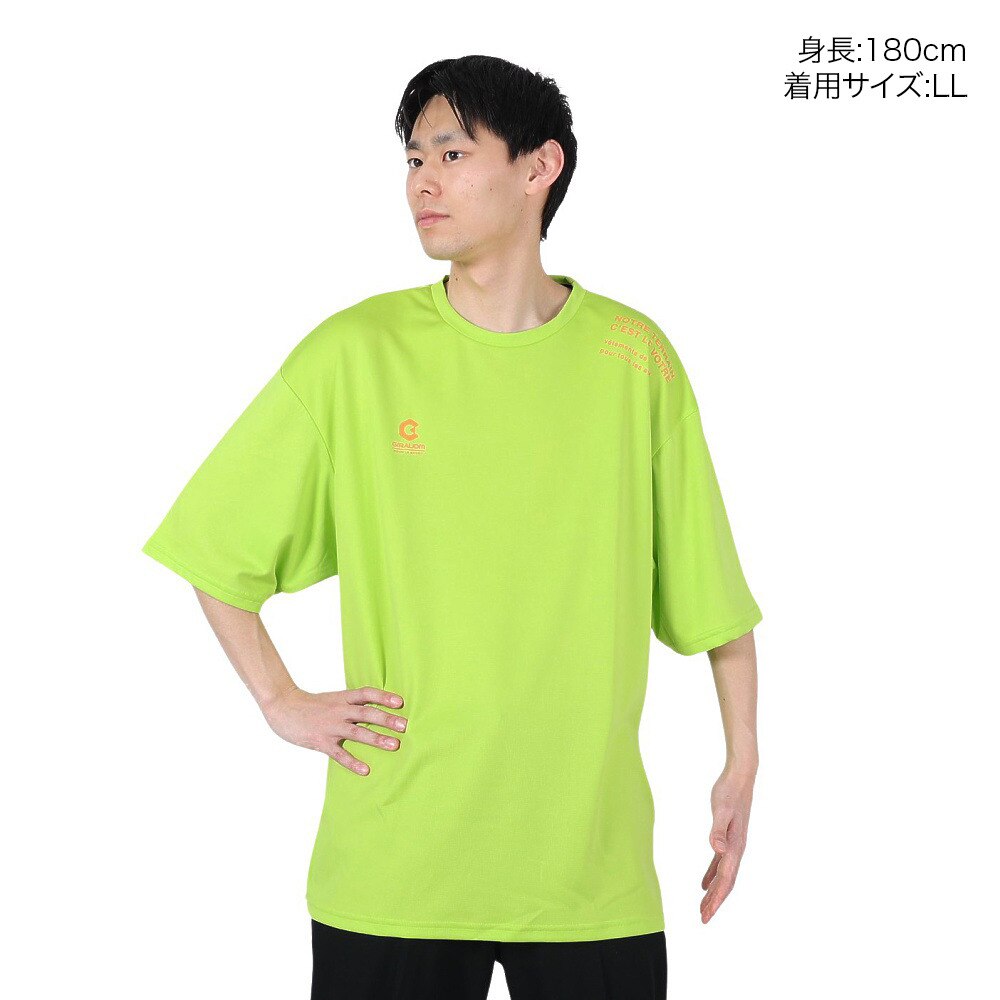 ジローム（GIRAUDM）（メンズ）半袖Tシャツ メンズ ドライ プリントメッシュTシャツ CT2S3331-TR863-DGSD FGRN