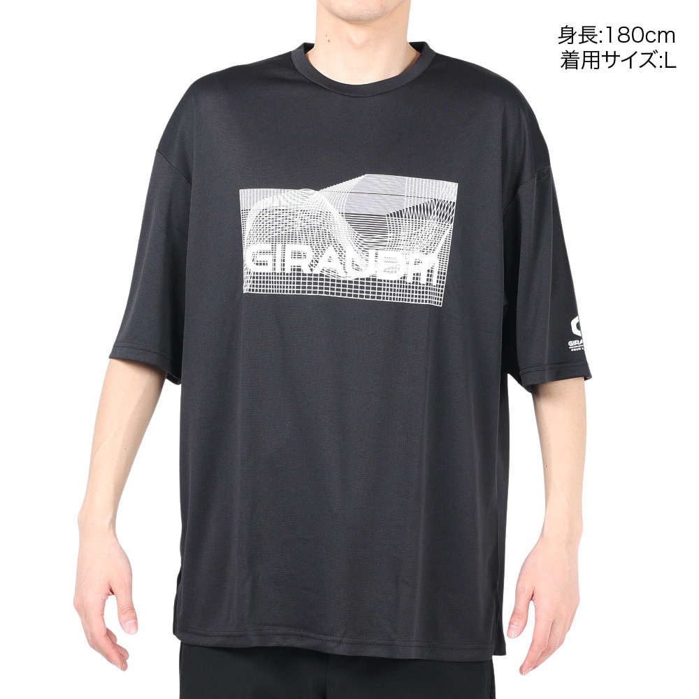 ジローム（GIRAUDM）（メンズ）半袖Tシャツ メンズ ドライプリントメッシュTシャツ CT2S3333-TR863-DGSD BLK