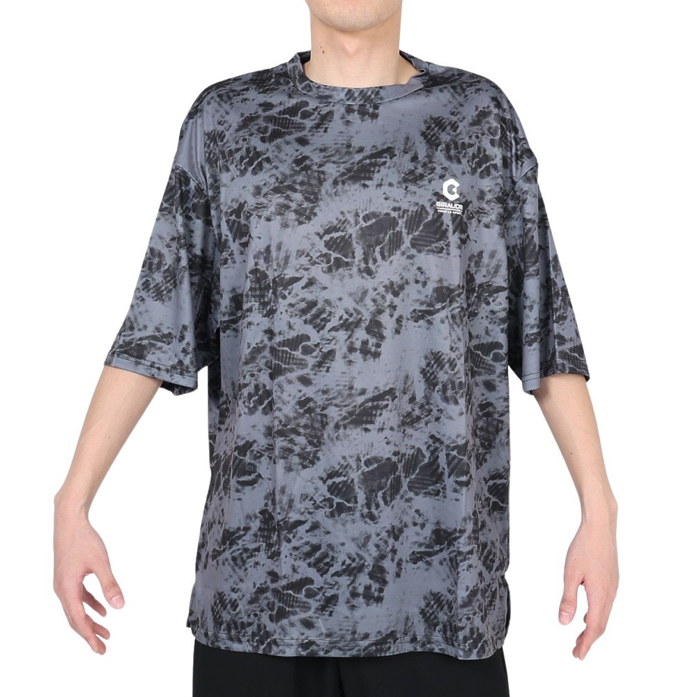 ジローム（GIRAUDM）（メンズ）半袖Tシャツ メンズドライ プリントメッシュTLF CT2S3336-TR863-DGSD BLK