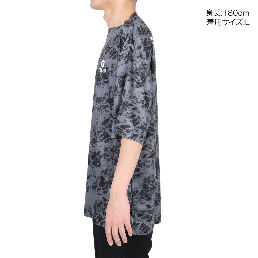 ジローム（GIRAUDM）（メンズ）半袖Tシャツ メンズドライ プリントメッシュTLF CT2S3336-TR863-DGSD BLK