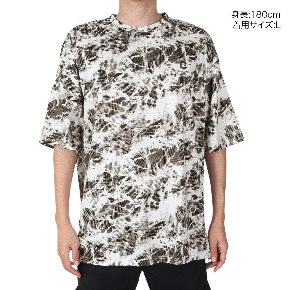 ジローム（GIRAUDM）（メンズ）半袖Tシャツ メンズ ドライ プリントメッシュTシャツ CT2S3336-TR863-DGSD WHT★★★