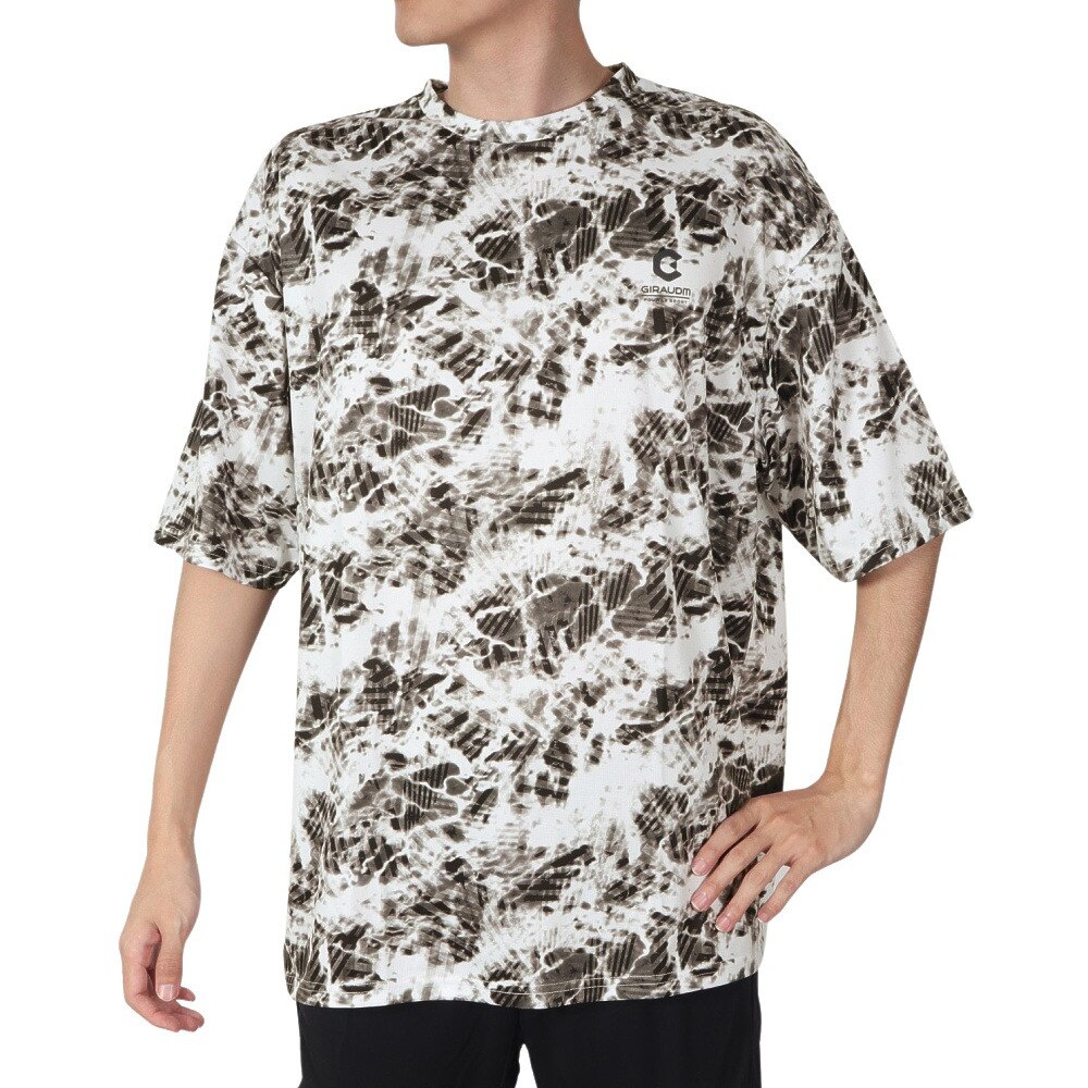 ジローム（GIRAUDM）（メンズ）半袖Tシャツ メンズ ドライ プリントメッシュTシャツ CT2S3336-TR863-DGSD WHT★★★