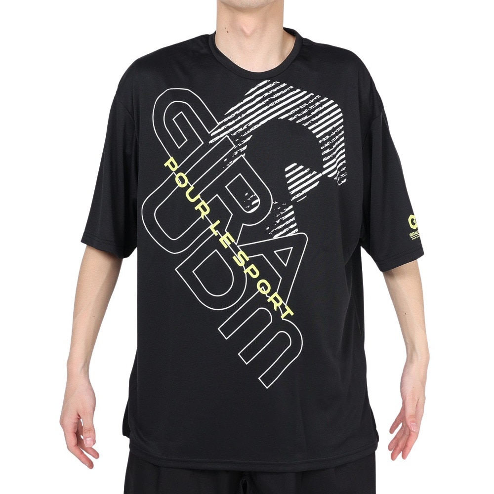 ジローム（GIRAUDM）（メンズ）半袖Tシャツ メンズ ドライ プリントメッシュTシャツ CT2S3339-TR863-DGSD BLK