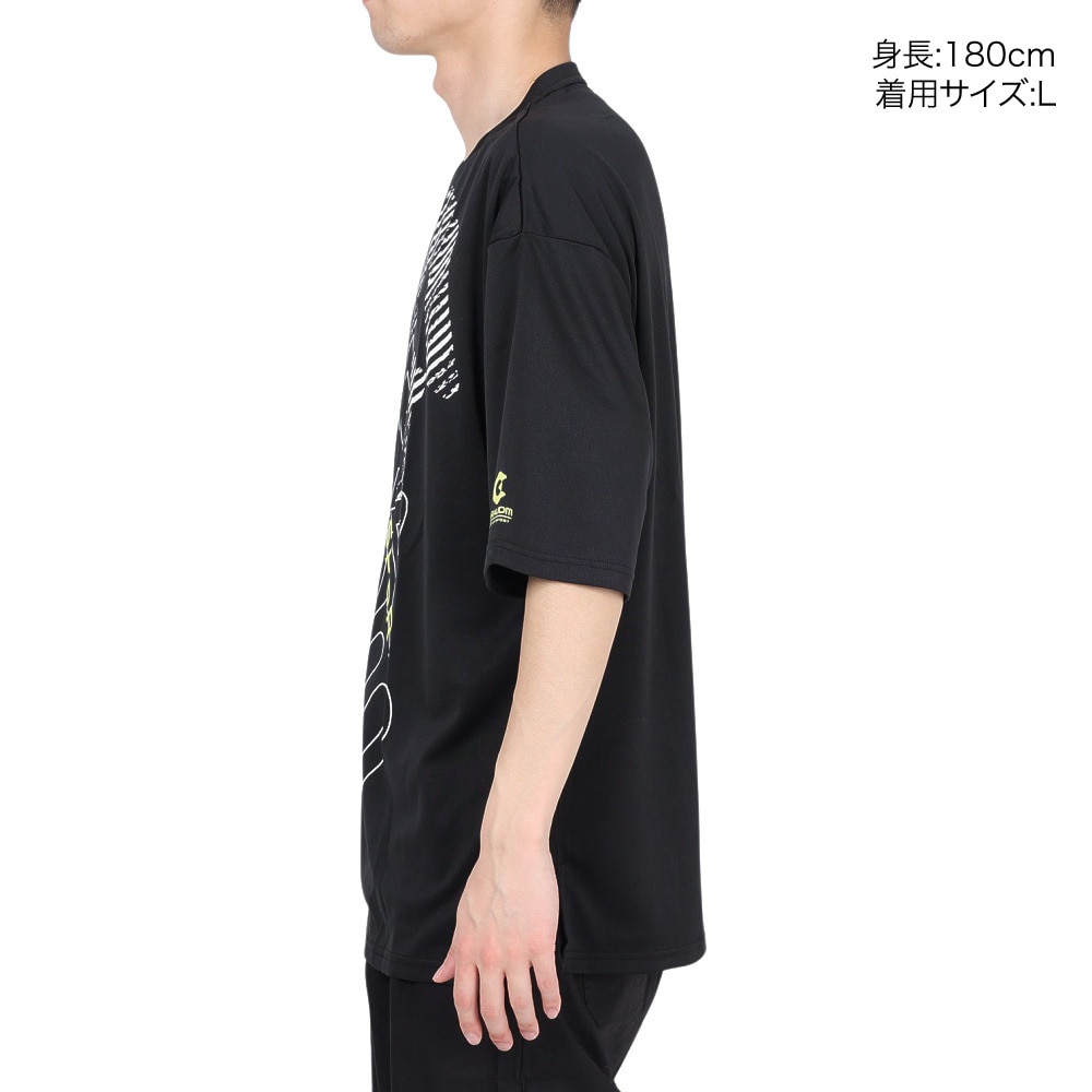 ジローム（GIRAUDM）（メンズ）半袖Tシャツ メンズ ドライ プリントメッシュTシャツ CT2S3339-TR863-DGSD BLK