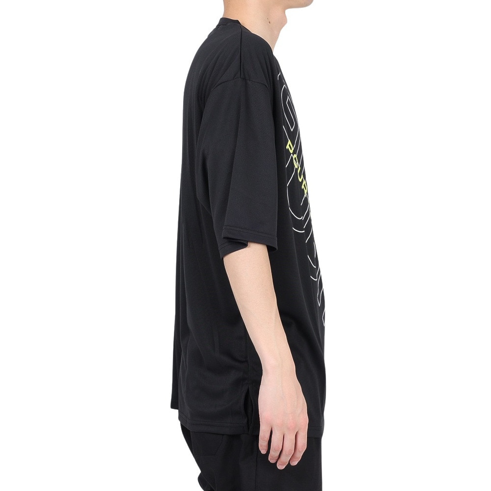 ジローム（GIRAUDM）（メンズ）半袖Tシャツ メンズ ドライ プリントメッシュTシャツ CT2S3339-TR863-DGSD BLK