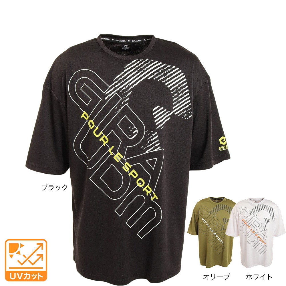 ジローム（GIRAUDM）（メンズ）半袖Tシャツ メンズ ドライ プリントメッシュTシャツ CT2S3339-TR863-DGSD BLK