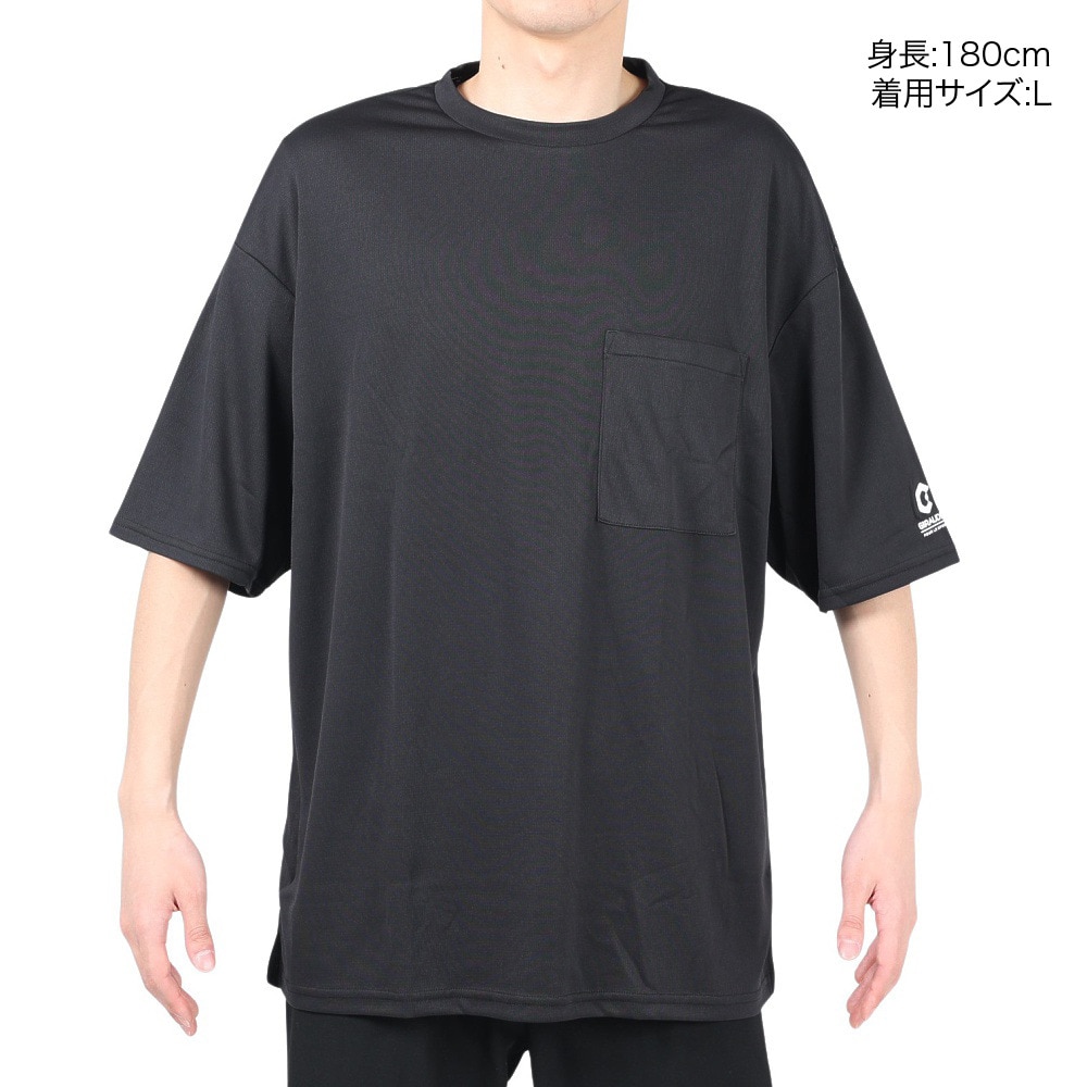 ジローム（GIRAUDM）（メンズ）半袖Tシャツ メンズ ドライ プリントメッシュTシャツ CT2S3346-TR863-DGSD BLK