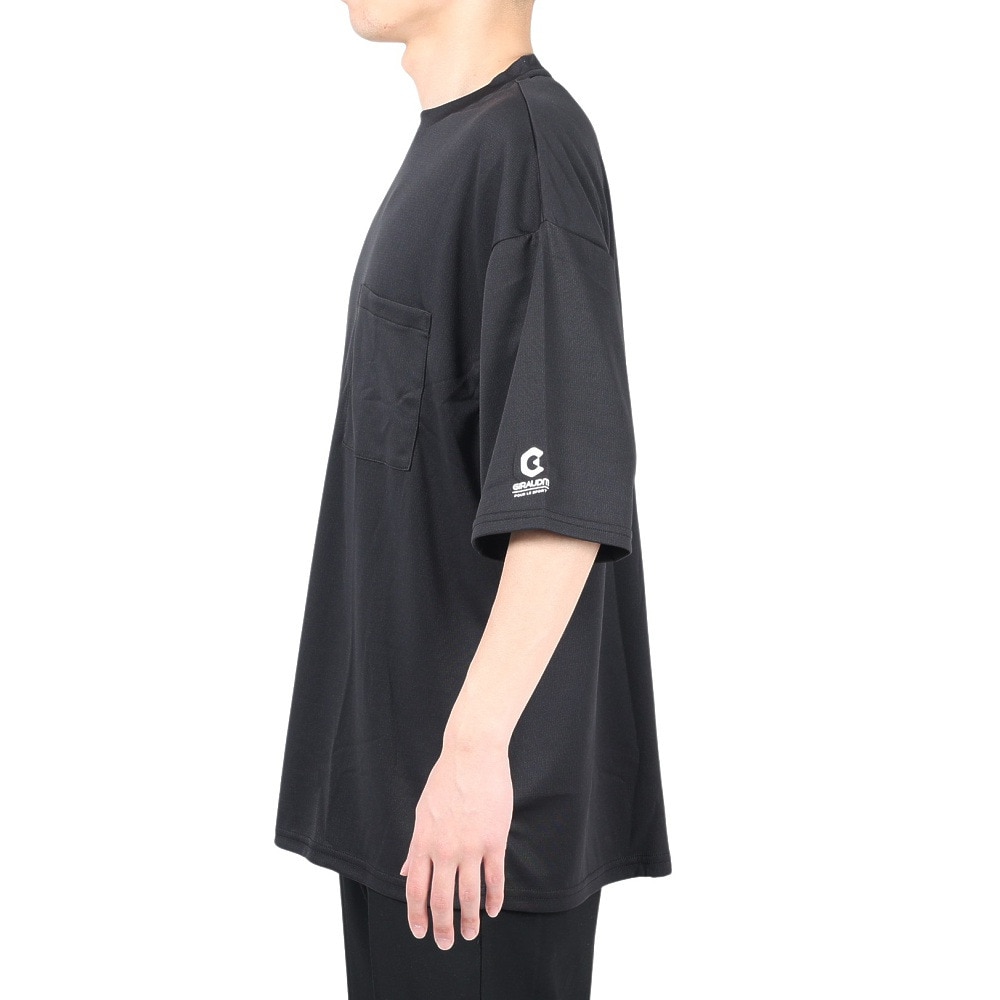 ジローム（GIRAUDM）（メンズ）半袖Tシャツ メンズ ドライ プリントメッシュTシャツ CT2S3346-TR863-DGSD BLK