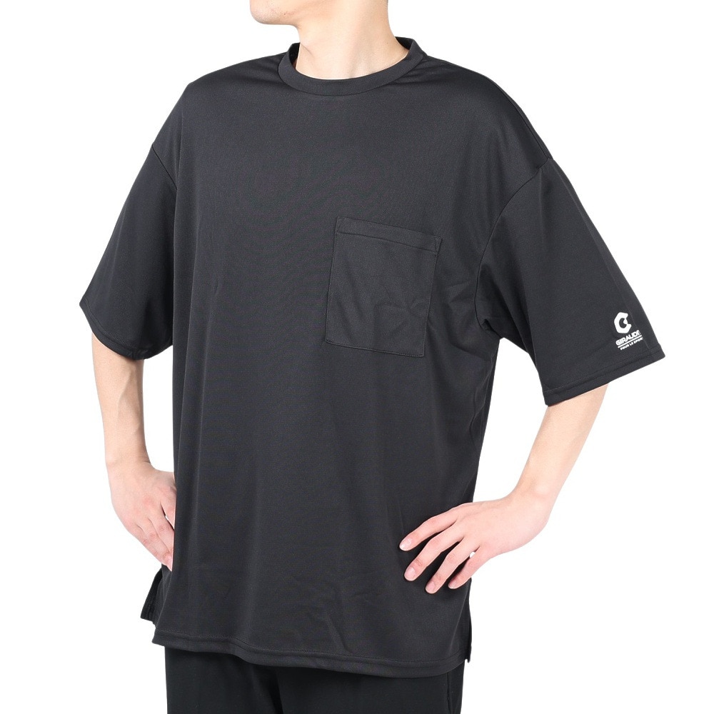 ジローム（GIRAUDM）（メンズ）半袖Tシャツ メンズ ドライ プリントメッシュTシャツ CT2S3346-TR863-DGSD BLK